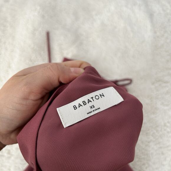 Aritzia Babaton Mini Dress Women's XS Cranberry Pink Sleeveless Tie - Picture 5 of 6